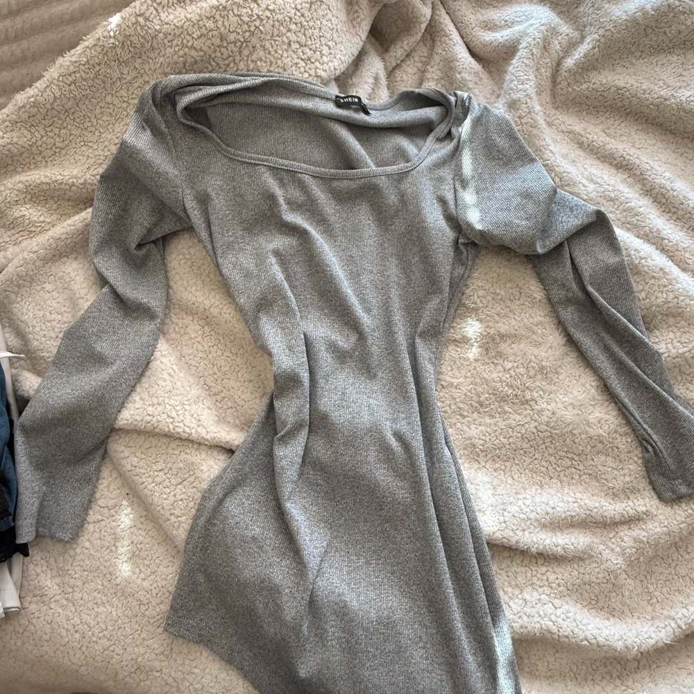 SHEIN Gray Long Sleeve Dress